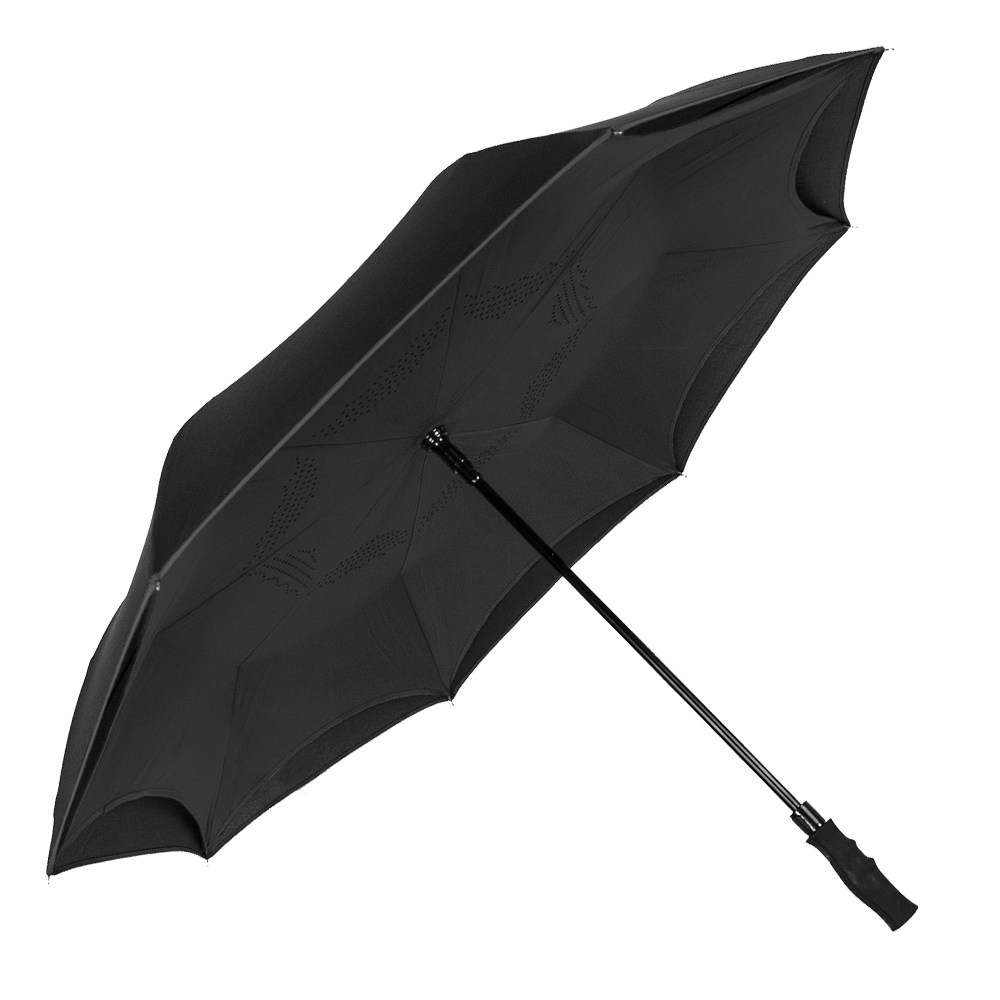 Large Anyweather Reversible Inverted Automatic Open Umbrella Leather J Handle 