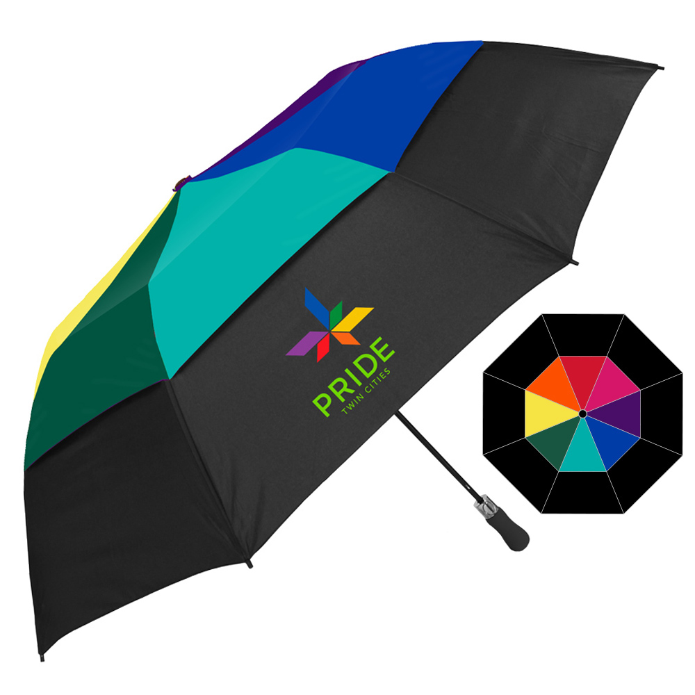 The Vented Rainbow Colossal Crown Folding Umbrella
