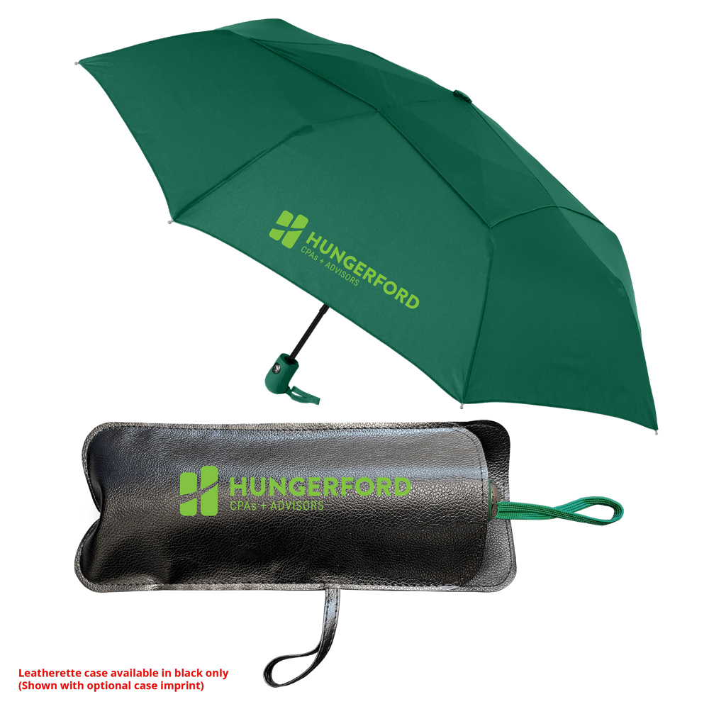 The Mighty Mite Folding Umbrella w/Deluxe Leatherette Case
