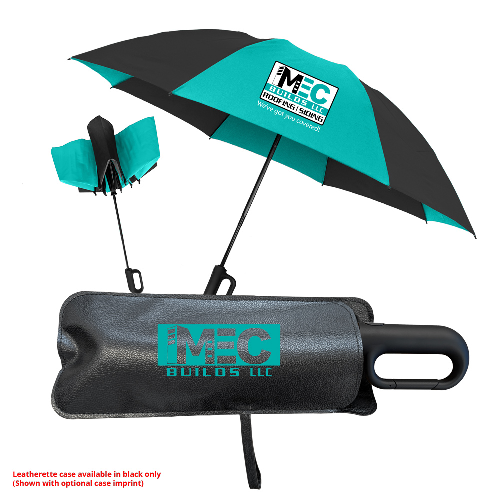 The Carabiner Inverted Umbrella w/Deluxe Leatherette Case