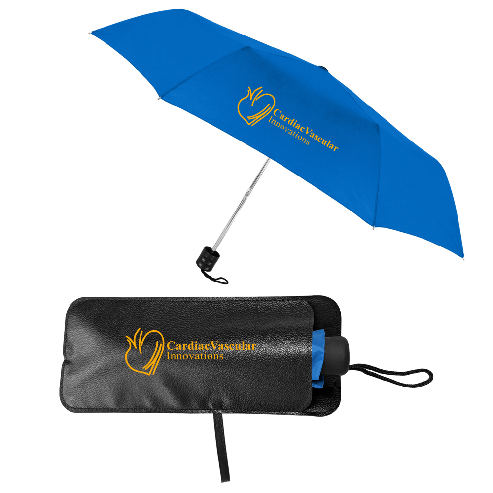 The Compact Econo Folding Umbrella w/Deluxe Leatherette Case