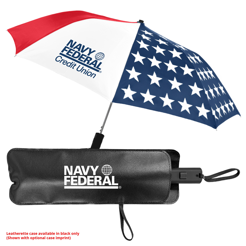 The Patriot Folding Umbrella w/Deluxe Leatherette Case