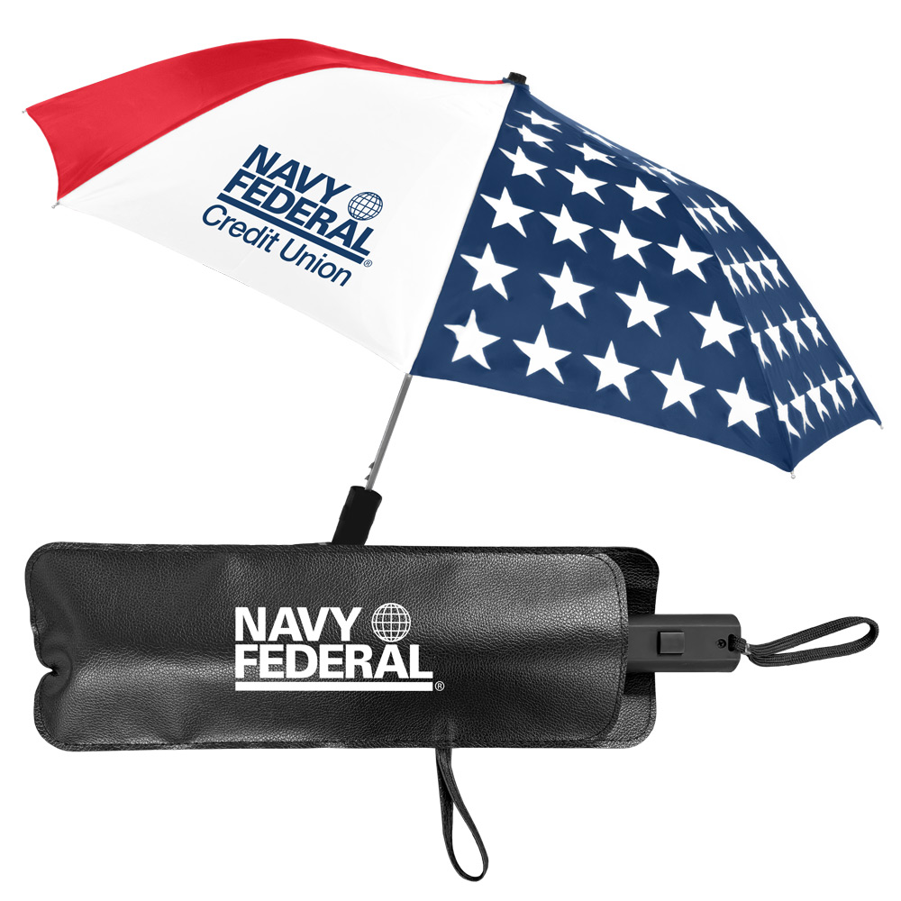 The Patriot Folding Umbrella w/Deluxe Leatherette Case