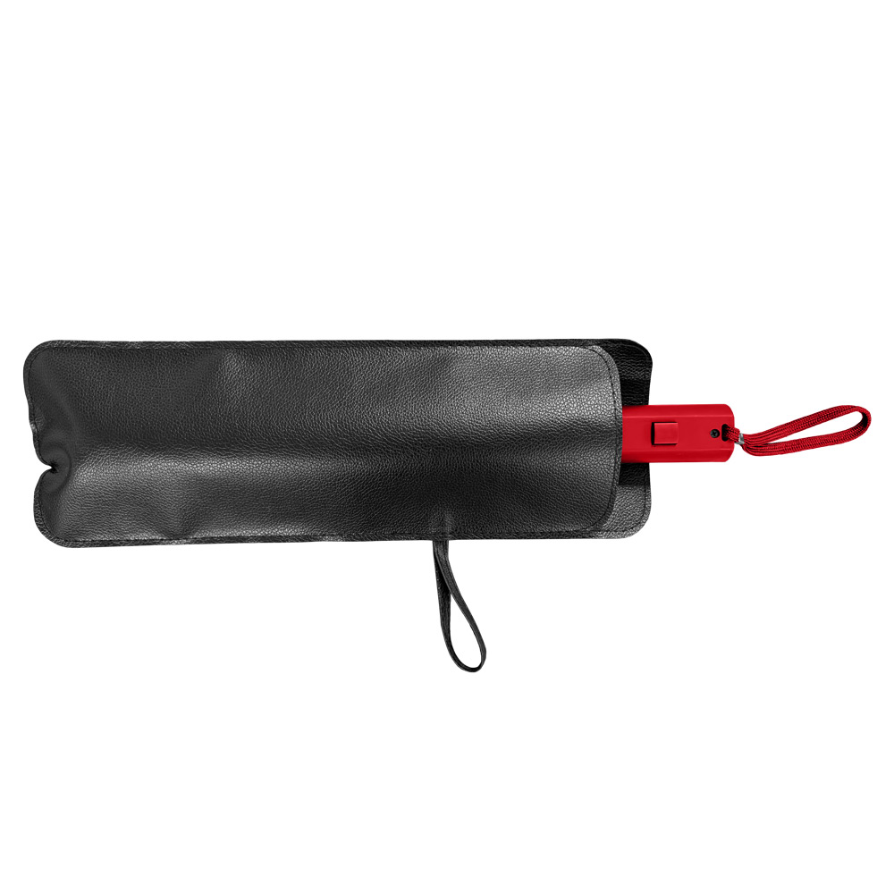 The Vented Windproof Folding Umbrella w/Leatherette Case